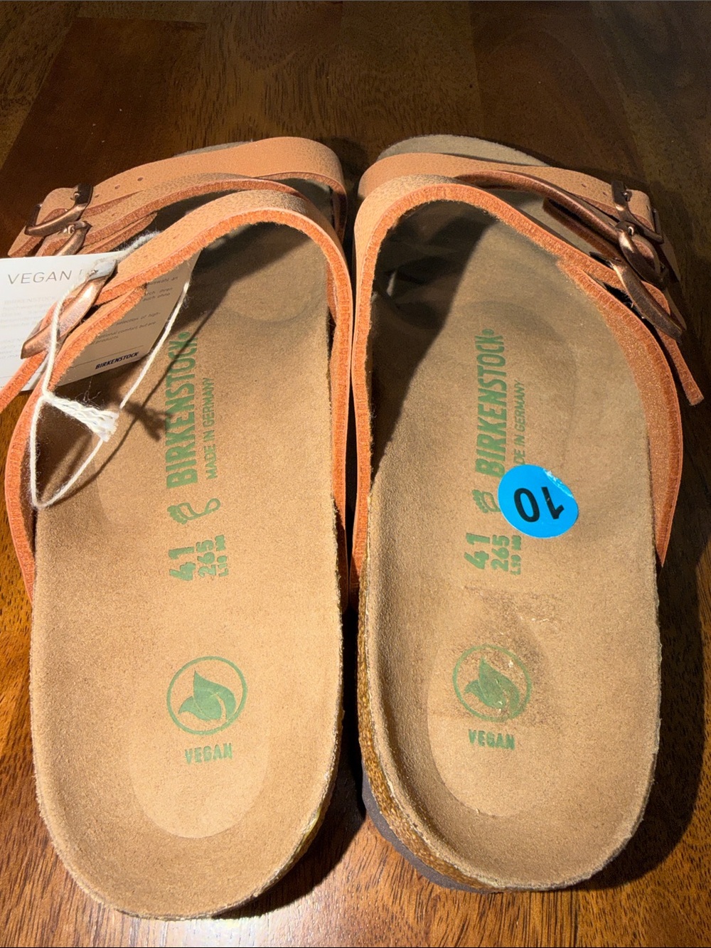 Birkenstock Women's Triple-Strap Vegan Sandals in Peach USA 10/10.5 - Picture 4 of 10